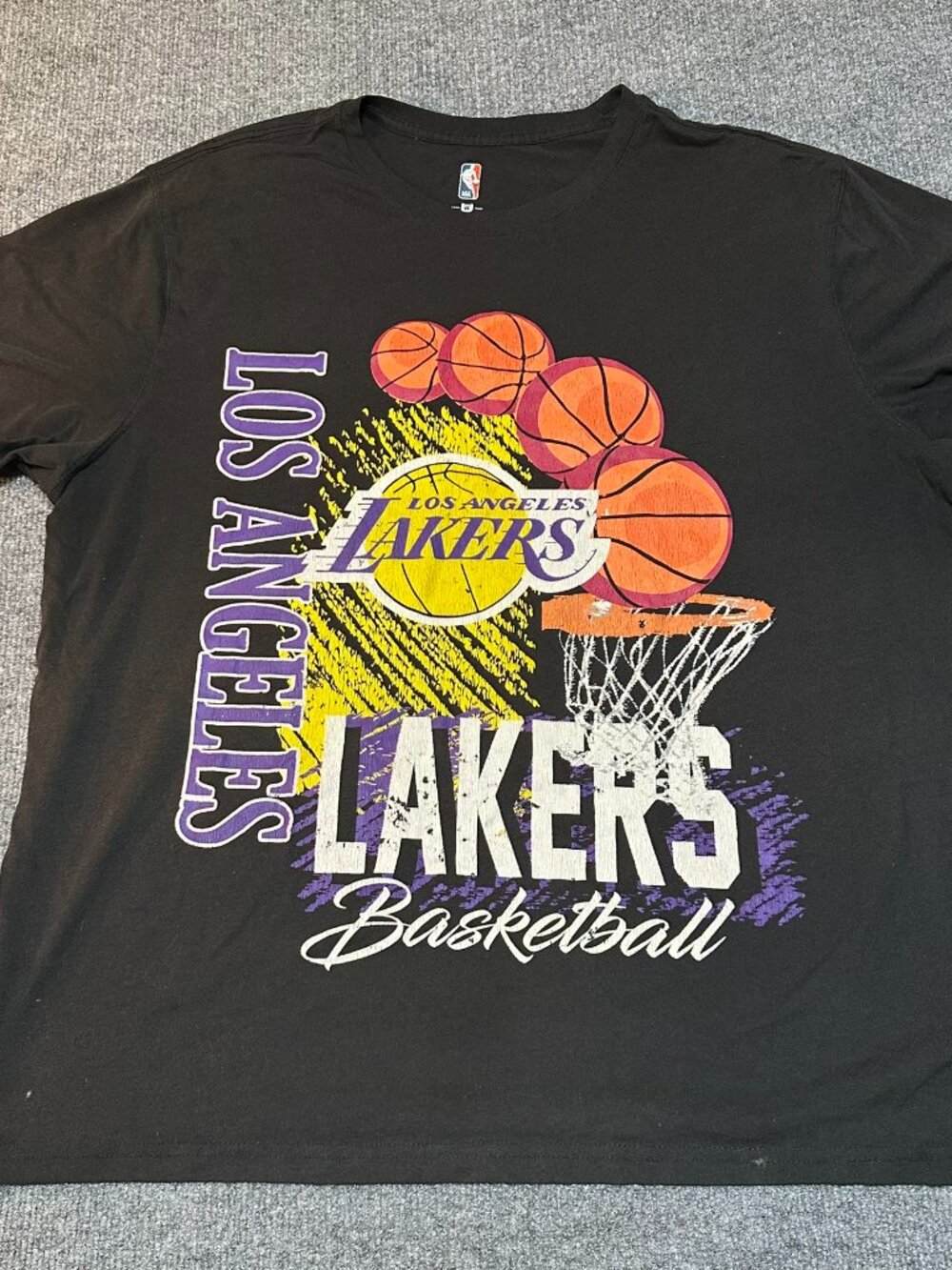 NBA Los Angeles LA Lakers Basketball Short Sleeve T‎ Shirt 2X Cotton Blend Black